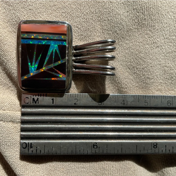 Gorgeous One of a Kind silver inlaid opal pendant nature design - Picture 5 of 7